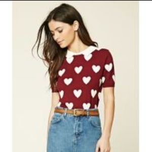 Forever 21 Heart Collared Sweater Size Medium